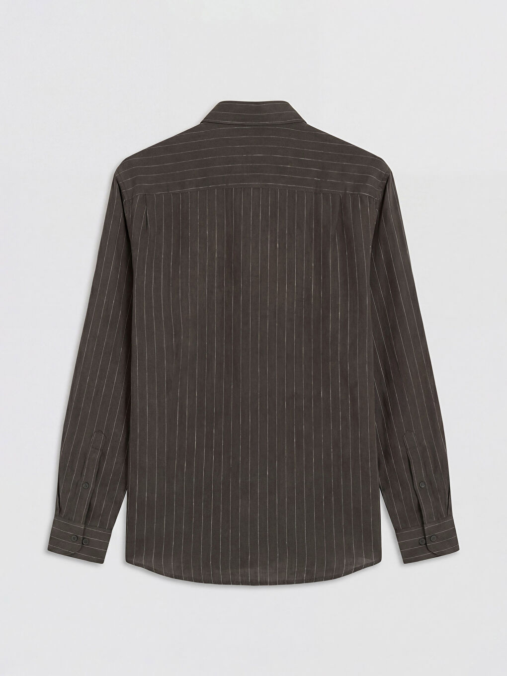 Haki Regular Fit Çizgili Poplin Erkek Gömlek-5