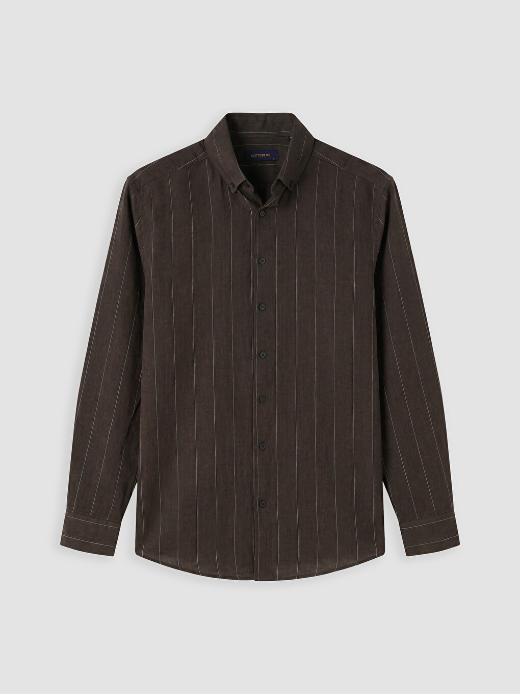 Kahverengi Regular Fit Çizgili Poplin Erkek Gömlek