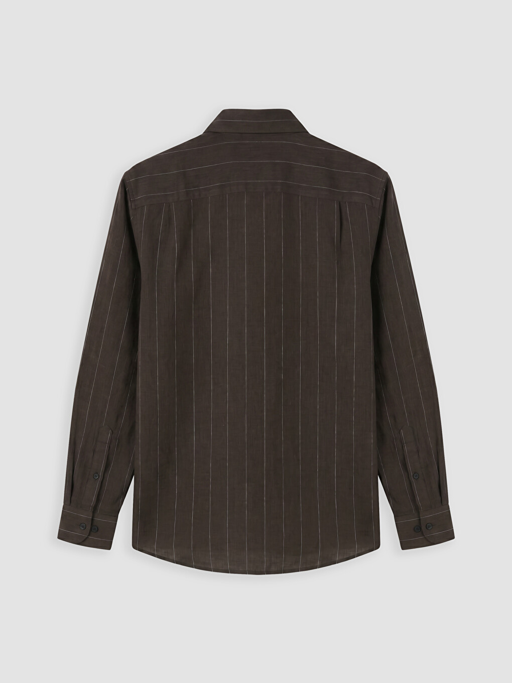 Kahverengi Regular Fit Çizgili Poplin Erkek Gömlek-1