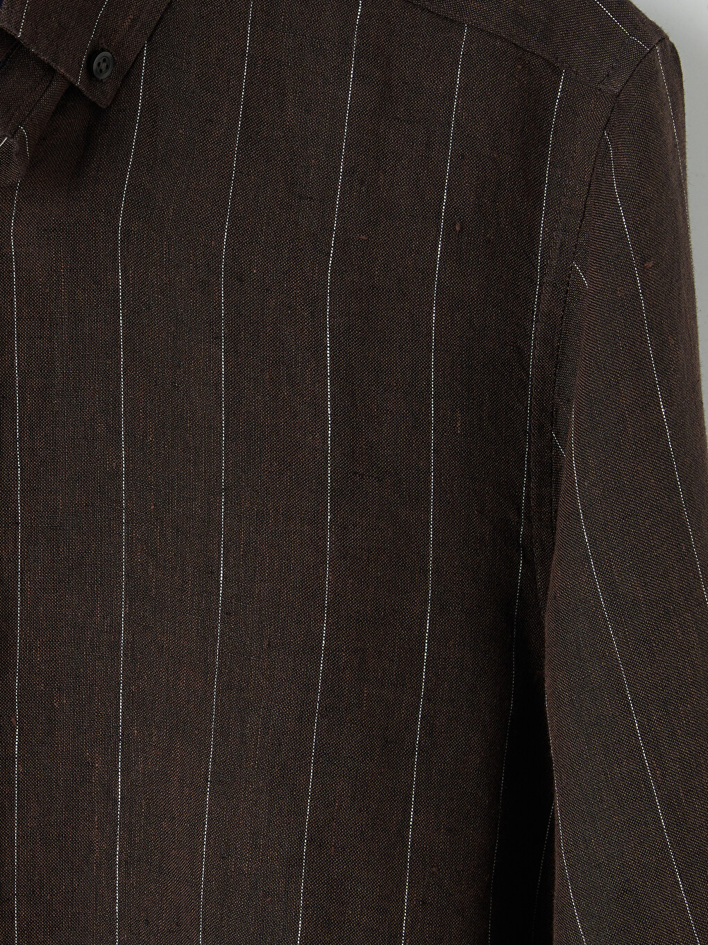 Kahverengi Regular Fit Çizgili Poplin Erkek Gömlek-2
