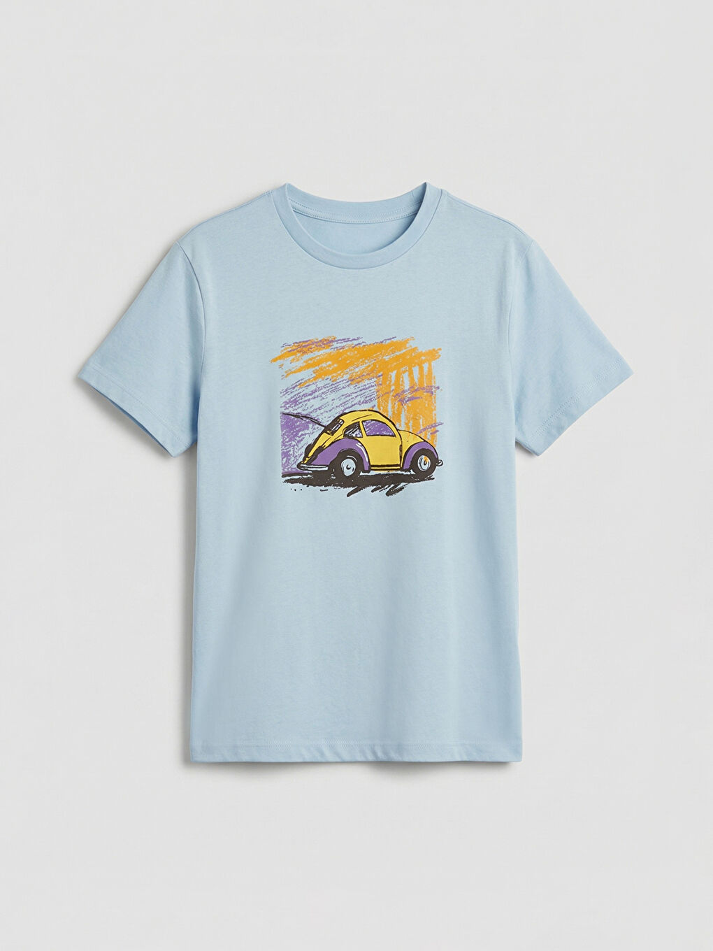 Mavi Bisiklet Yaka Erkek Çocuk Penye Tişört