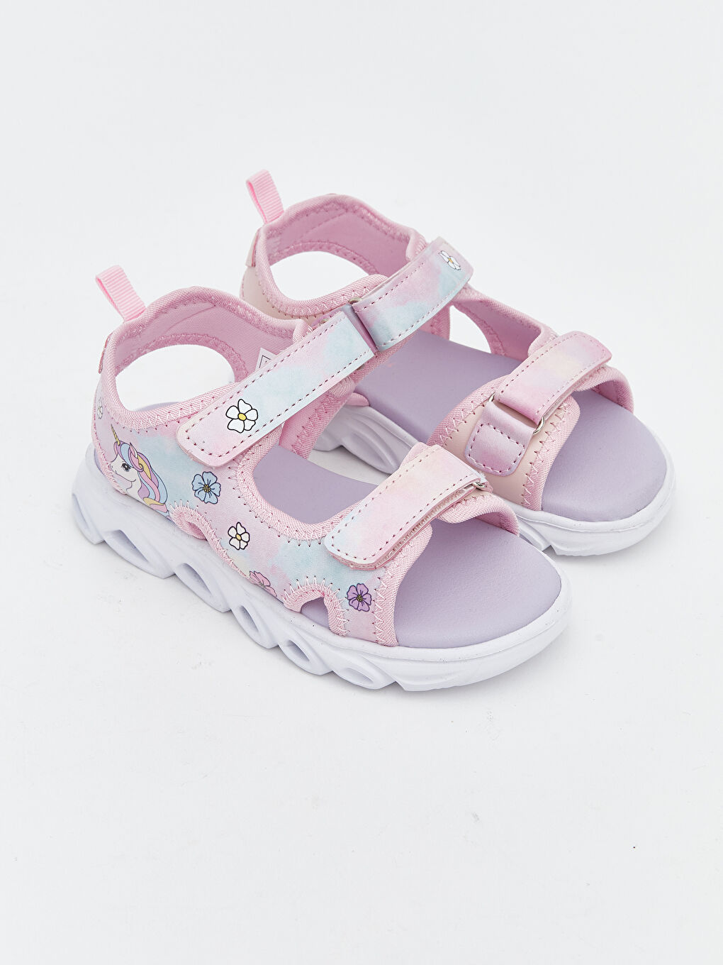 Printed Hook and Loop Baby Girls' Sandals-1