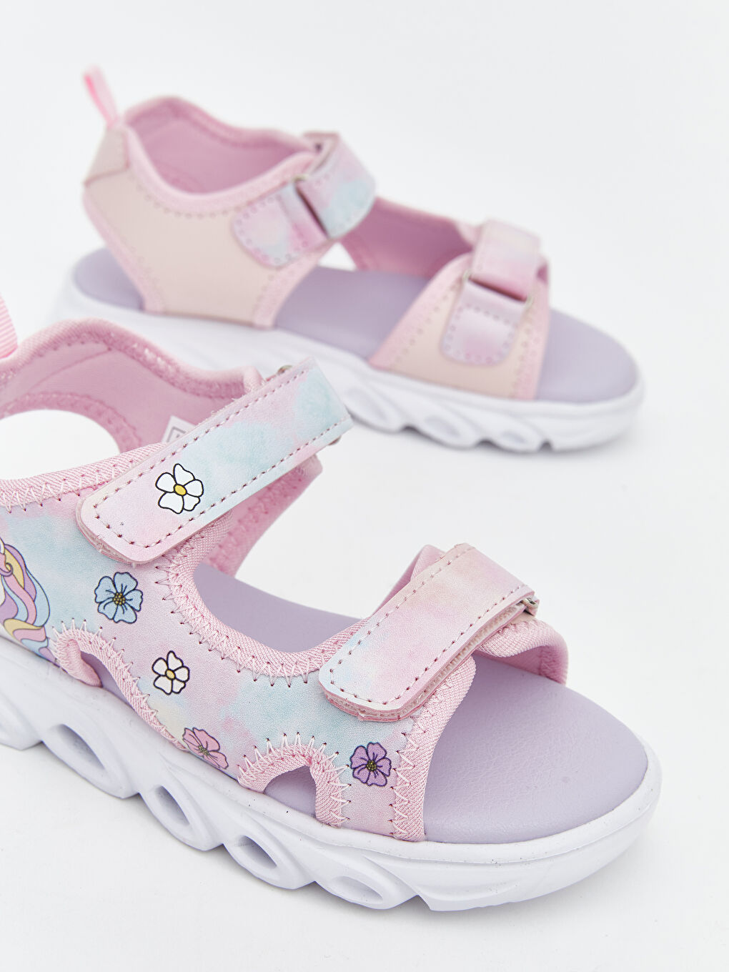 Printed Hook and Loop Baby Girls' Sandals-3