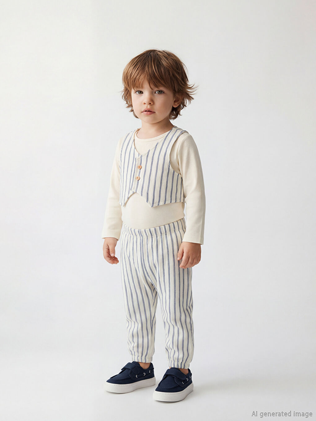 Erkek Bebek Çizgili Çıtçıtlı Body ve Pantolon