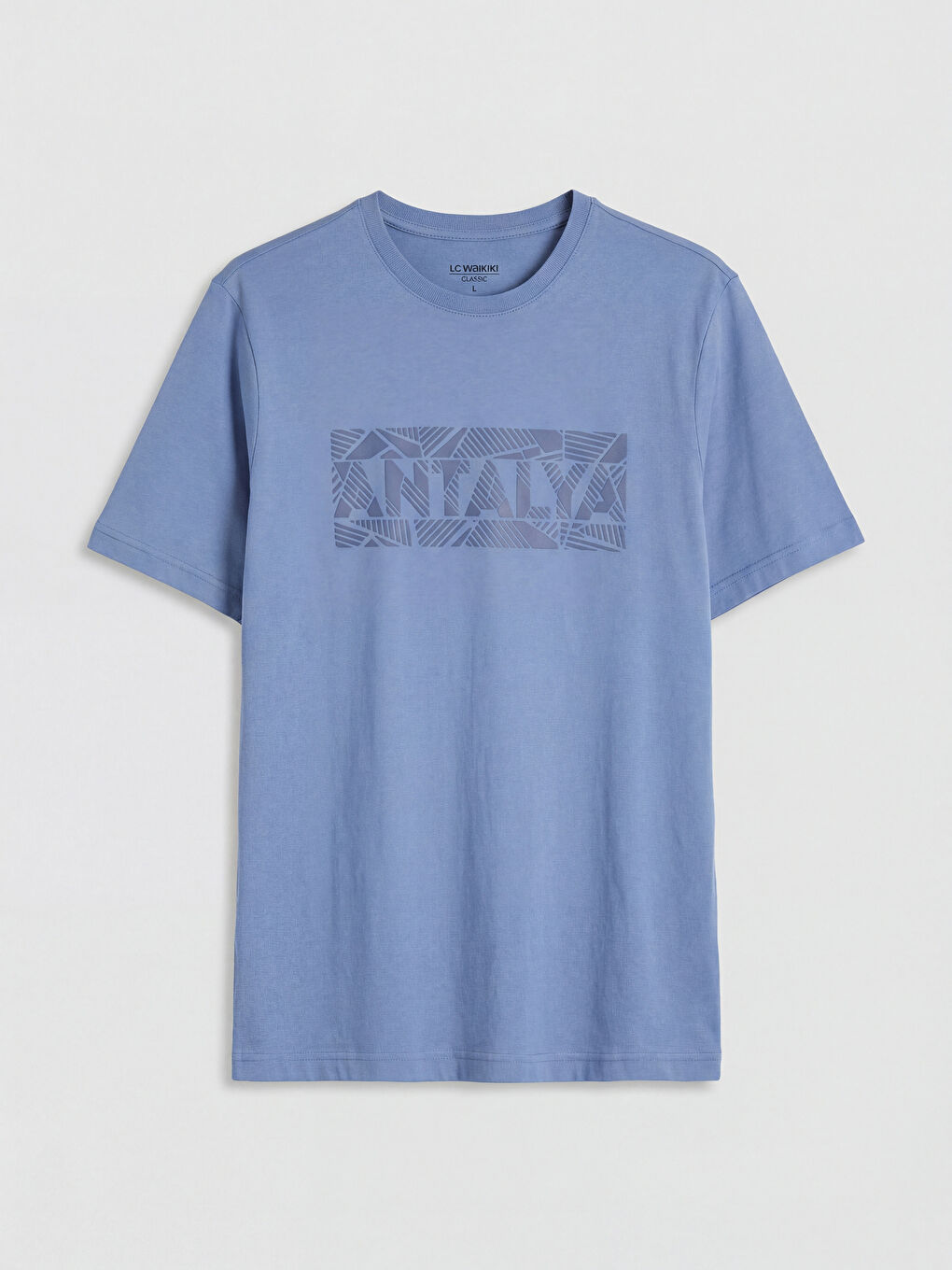 Mavi Antalya Baskılı Bisiklet Yaka Erkek Tişört-3