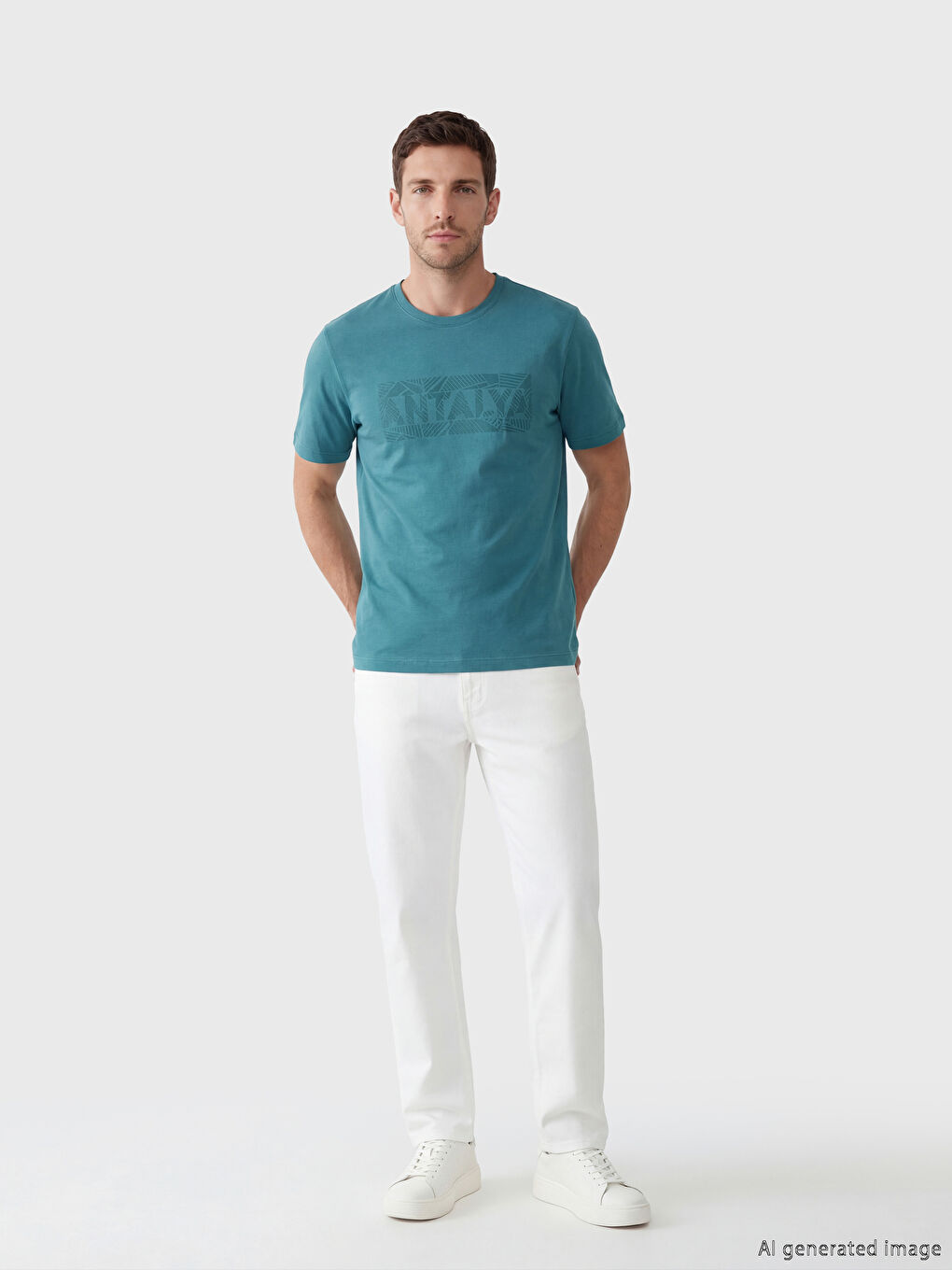 Petrol Antalya Baskılı Bisiklet Yaka Erkek Tişört-1