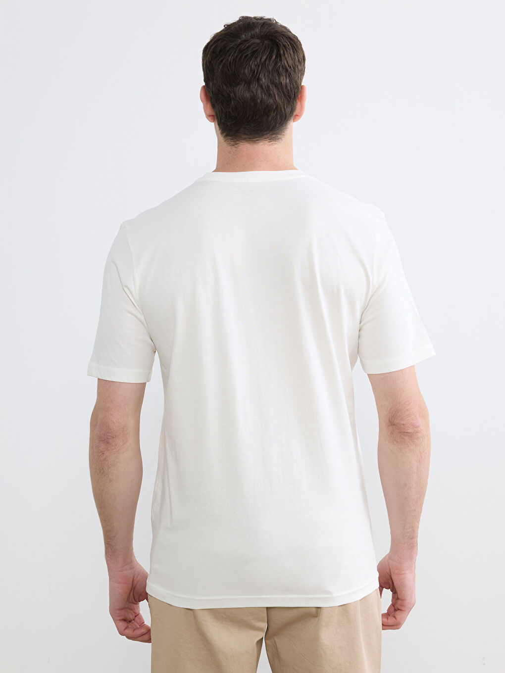 Ekru Bisiklet Yaka Antalya Baskılı Erkek Tişört-3