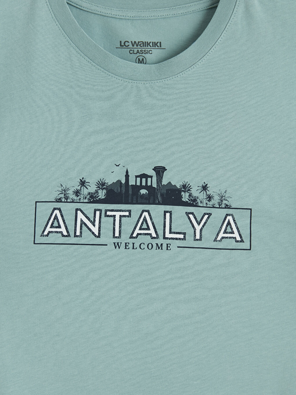 Mavi Bisiklet Yaka Antalya Baskılı Erkek Tişört-2