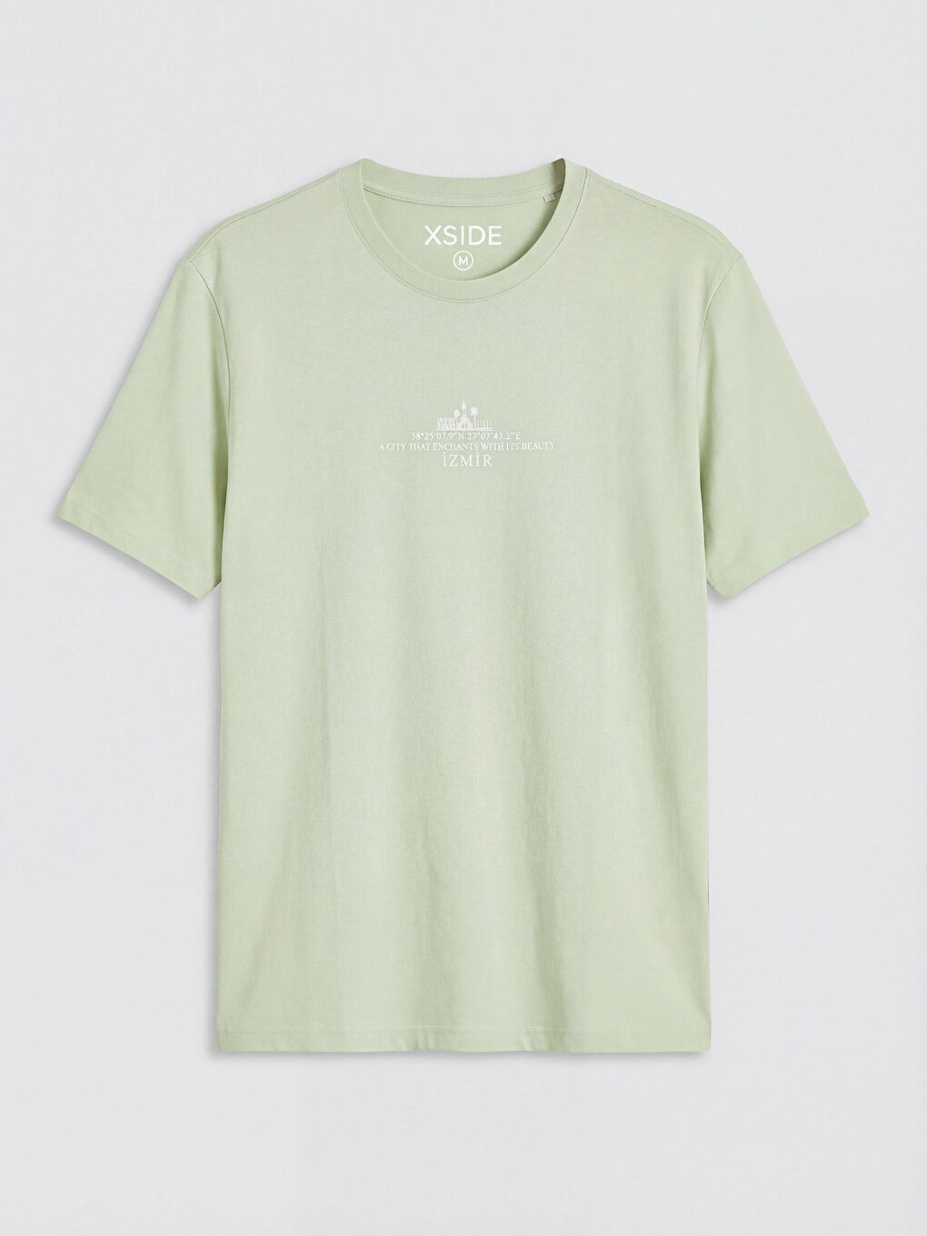 Yeşil Bisiklet Yaka İzmir Baskılı Erkek Tişört