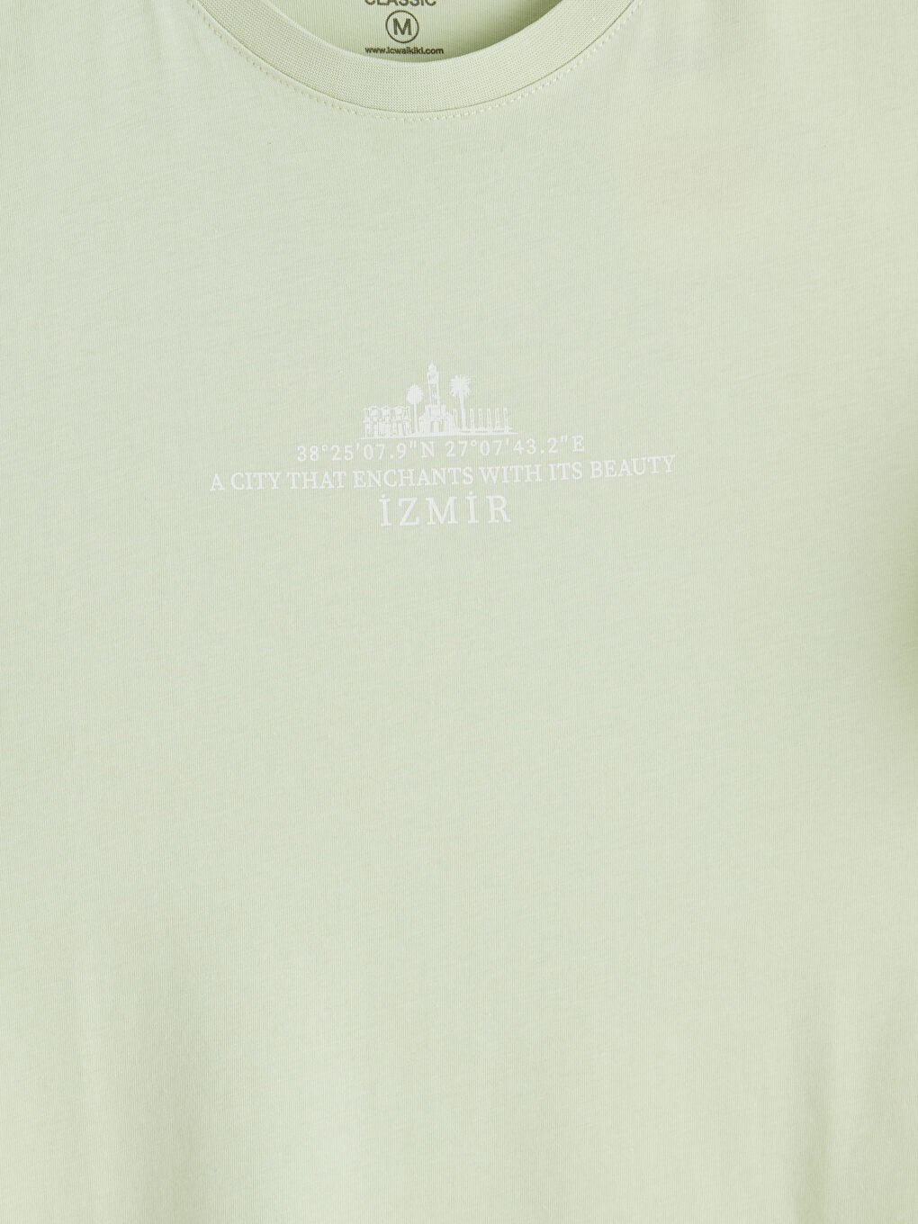 Yeşil Bisiklet Yaka İzmir Baskılı Erkek Tişört-2
