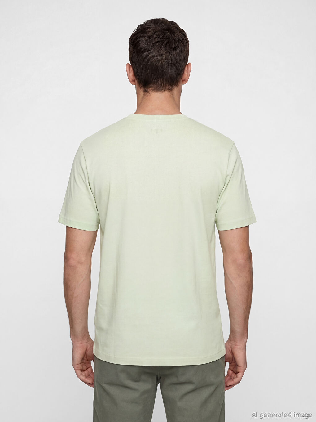 Yeşil Bisiklet Yaka İzmir Baskılı Erkek Tişört-3