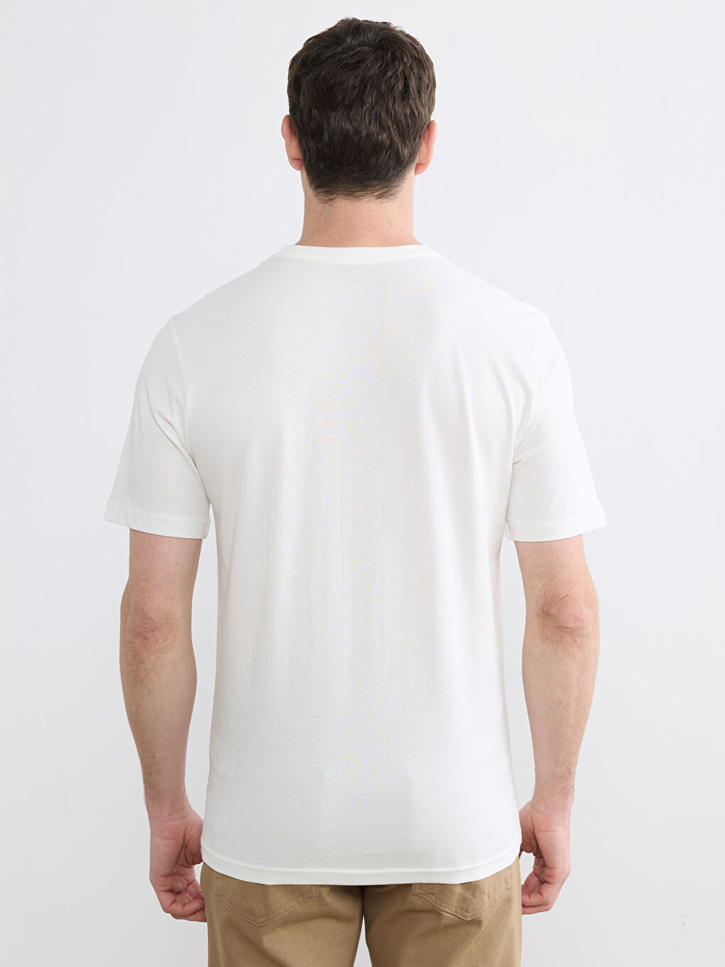 Ekru Bisiklet Yaka İzmir Baskılı Erkek Tişört-3