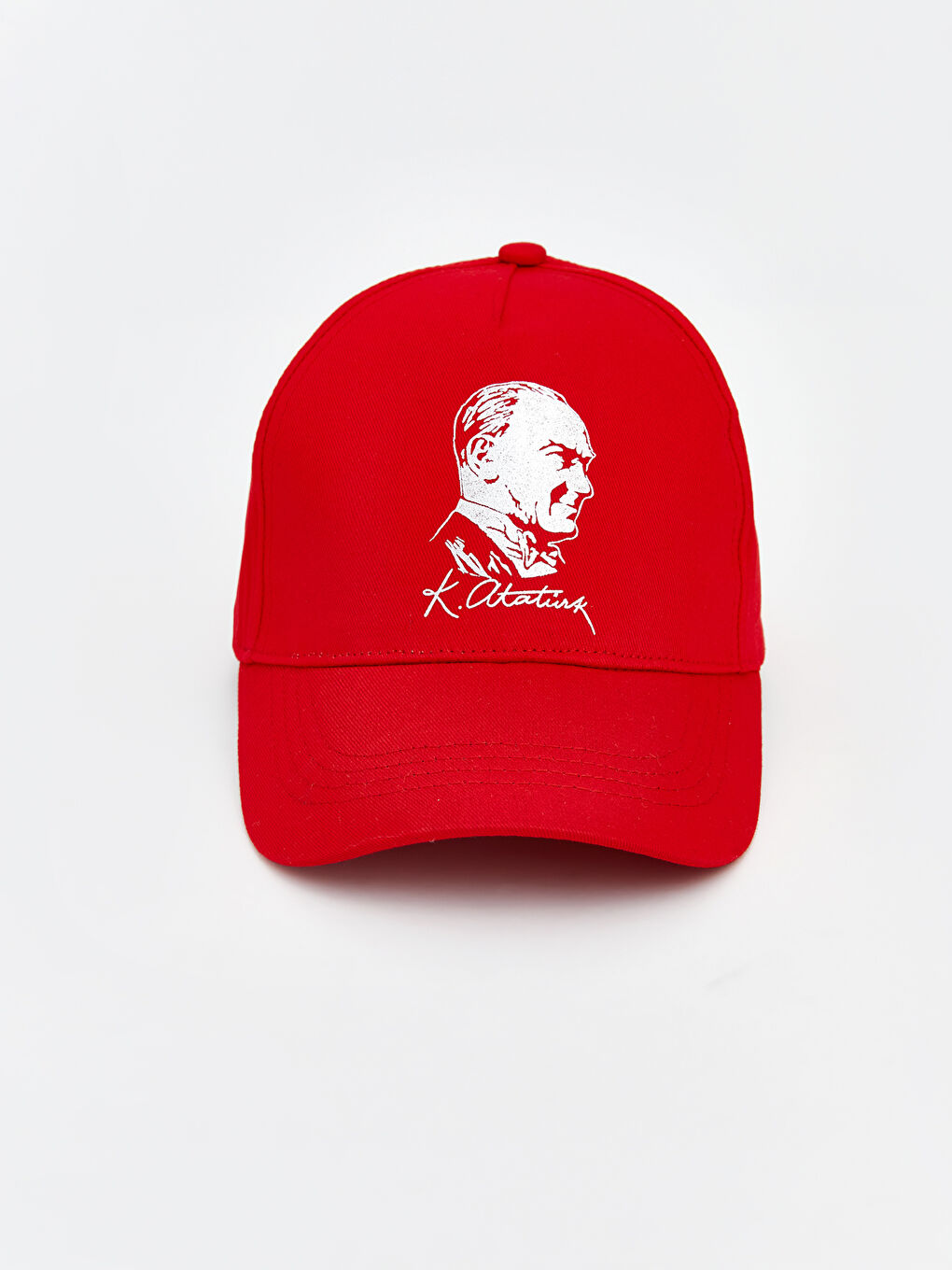 Kırmızı Atatürk Baskılı Kız Çocuk Kep Şapka 