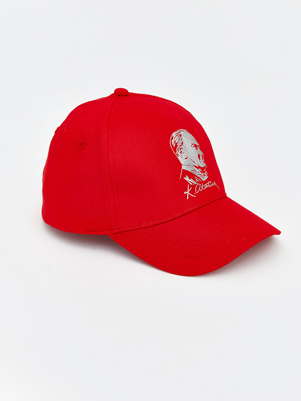 Kırmızı Atatürk Baskılı Kız Çocuk Kep Şapka -1