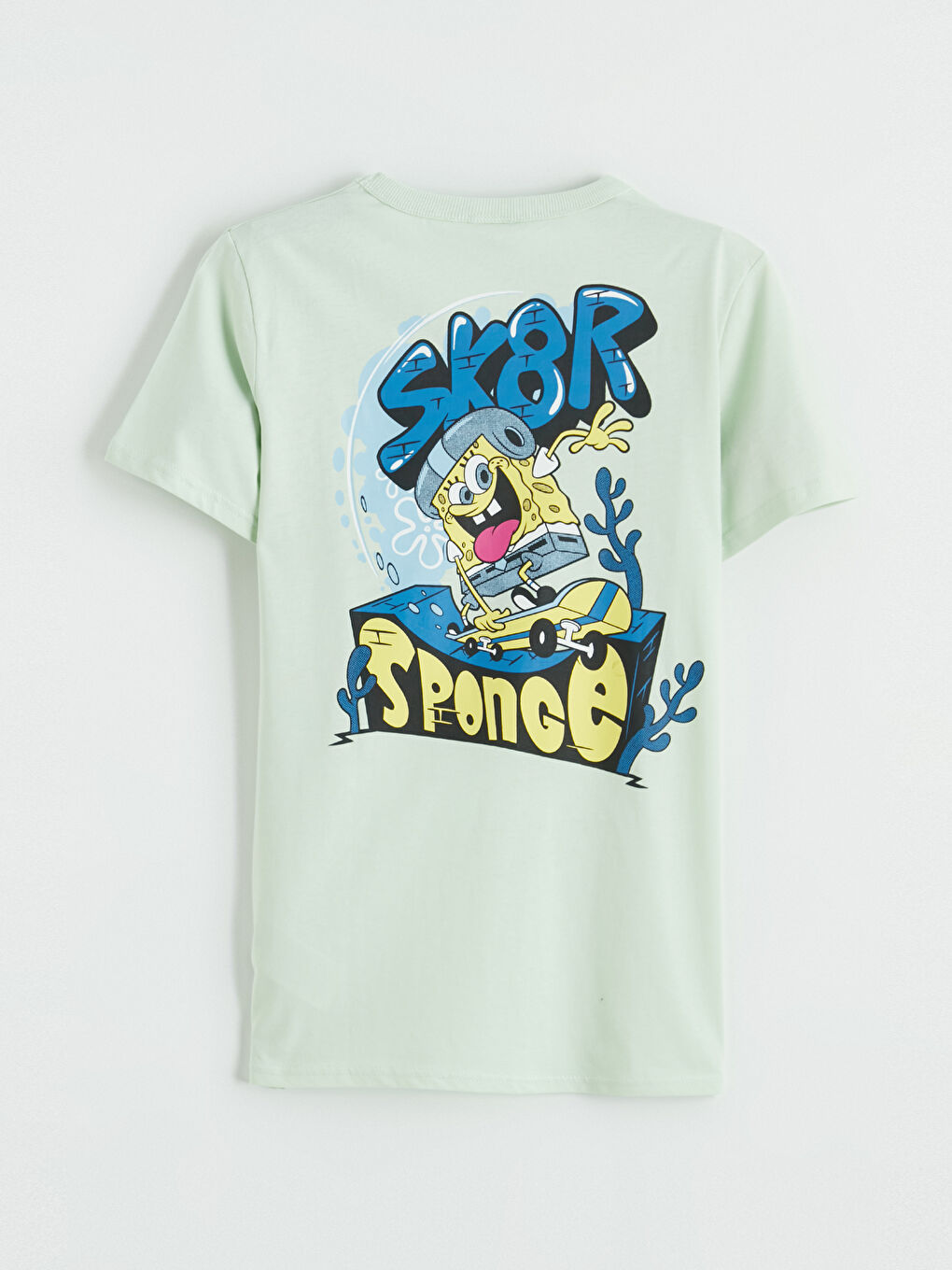 Yeşil Sünger Bob Baskılı Erkek Çocuk Tişört-3