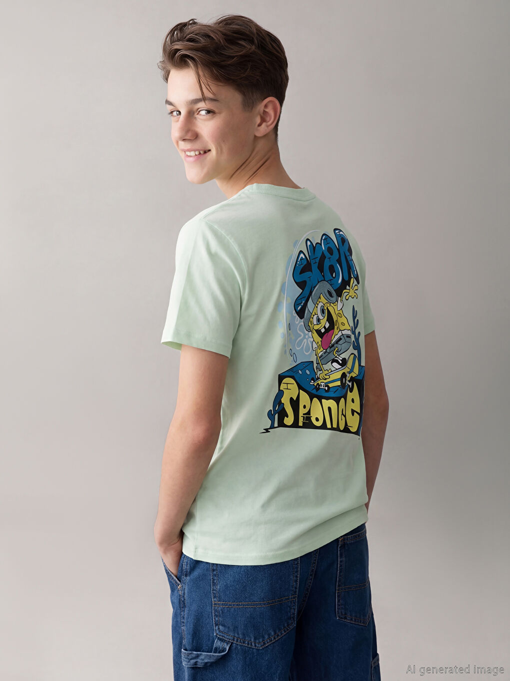 تیشێرتی کوڕانە چاپکراوی SpongeBob-1