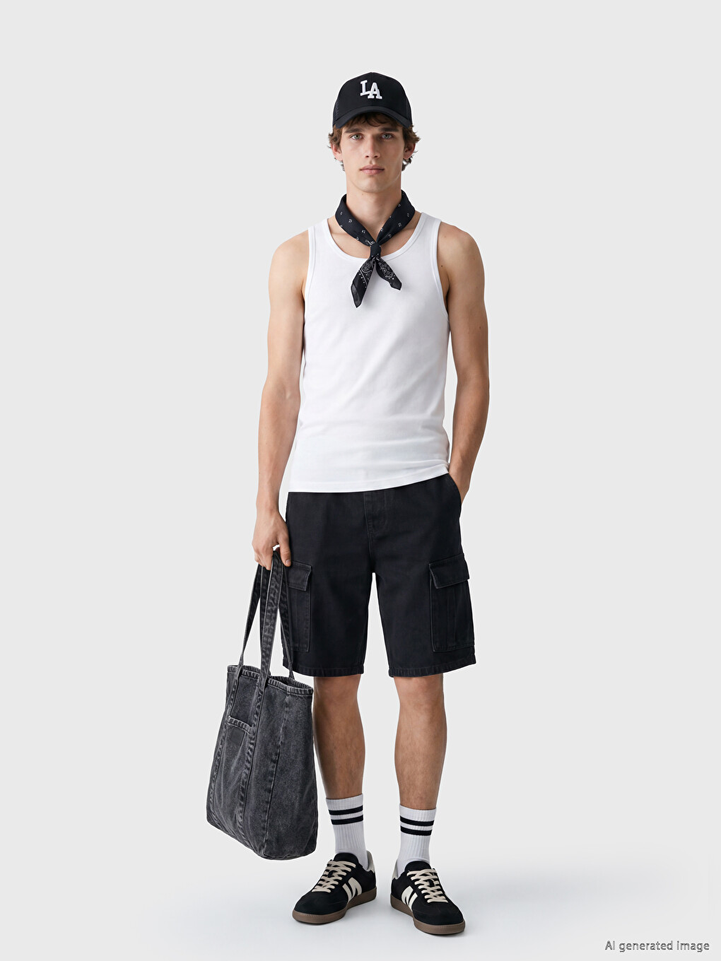 Man Black Denim Shorts-1