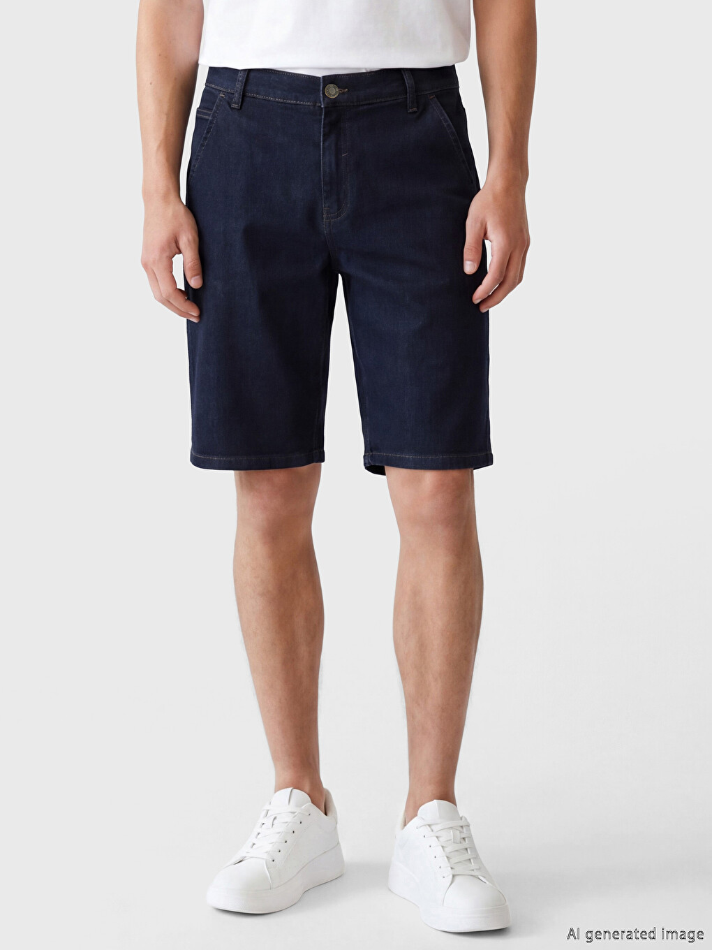 İndigo Regular Fit Erkek Jean Şort-1
