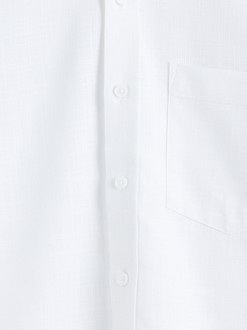 Beyaz Regular Fit Keten Görünümlü Erkek Gömlek-6