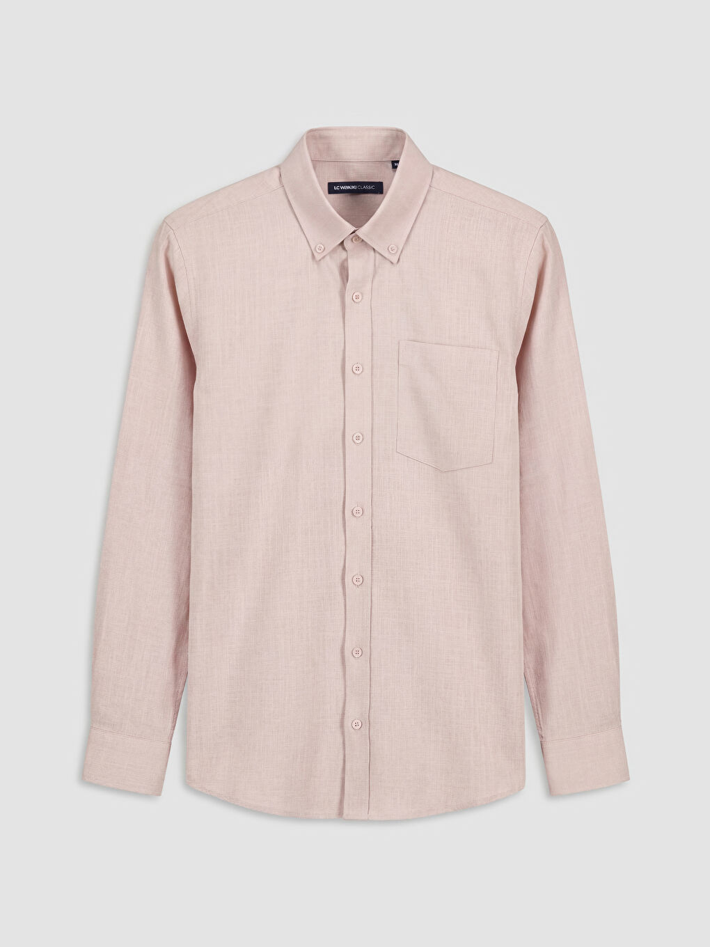 Pembe Regular Fit Keten Görünümlü Erkek Gömlek-4