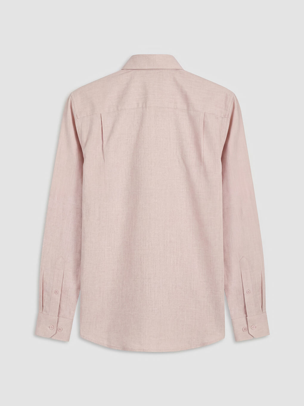 Pembe Regular Fit Keten Görünümlü Erkek Gömlek-5