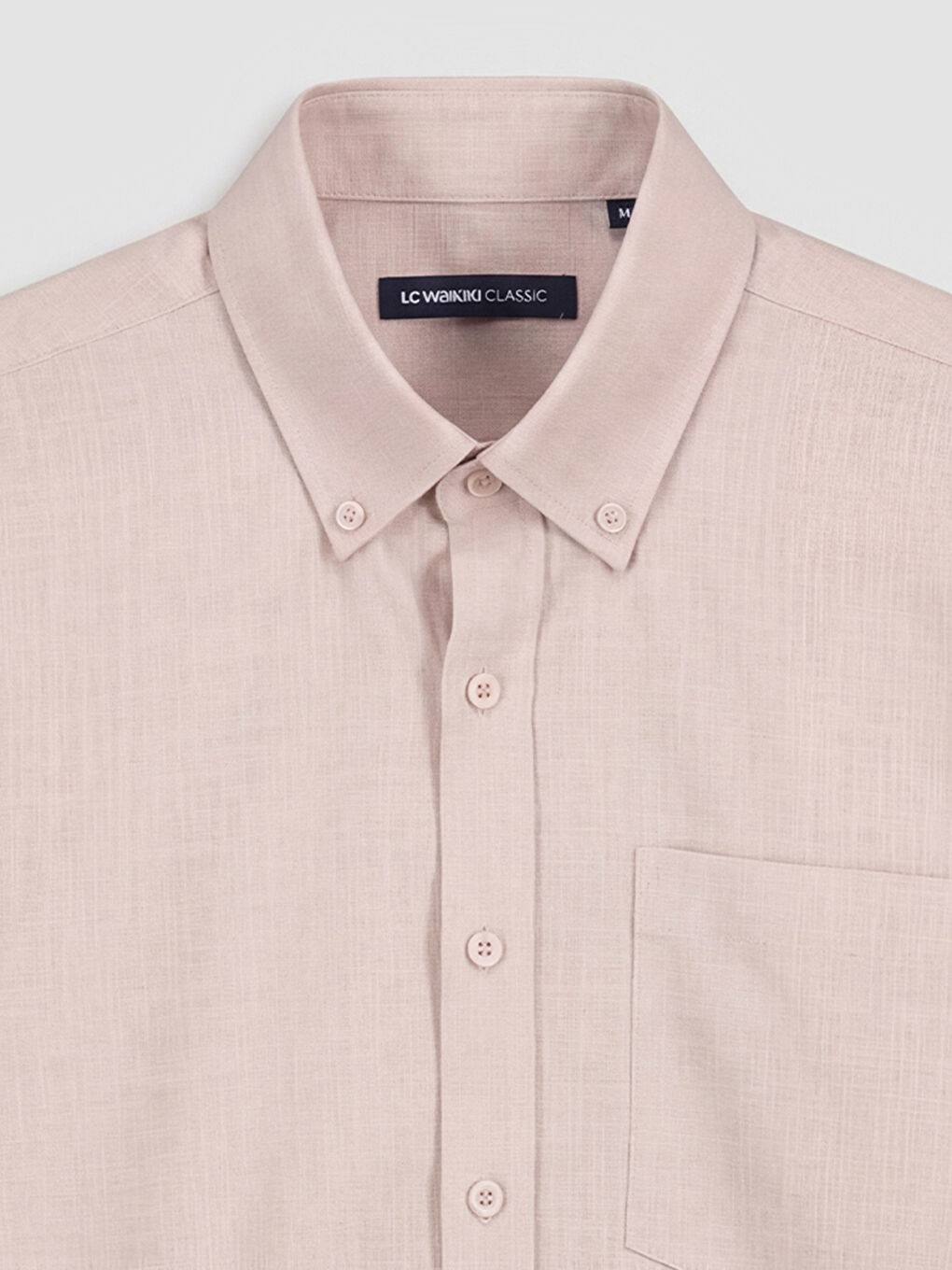 Pembe Regular Fit Keten Görünümlü Erkek Gömlek-6