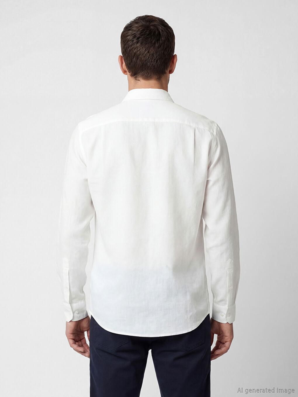 Beyaz Regular Fit Keten Görünümlü Erkek Gömlek-3