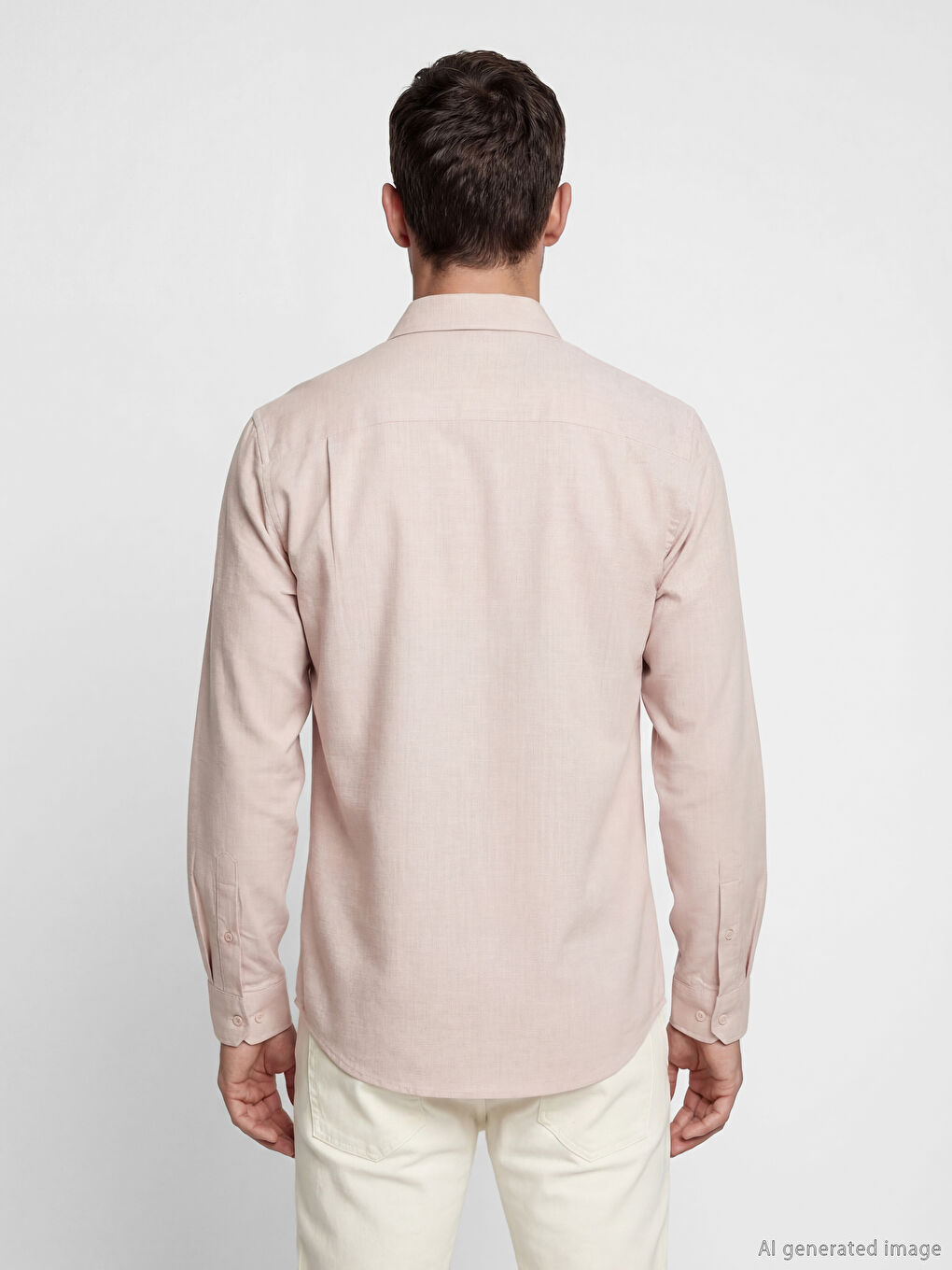 Pembe Regular Fit Keten Görünümlü Erkek Gömlek-3