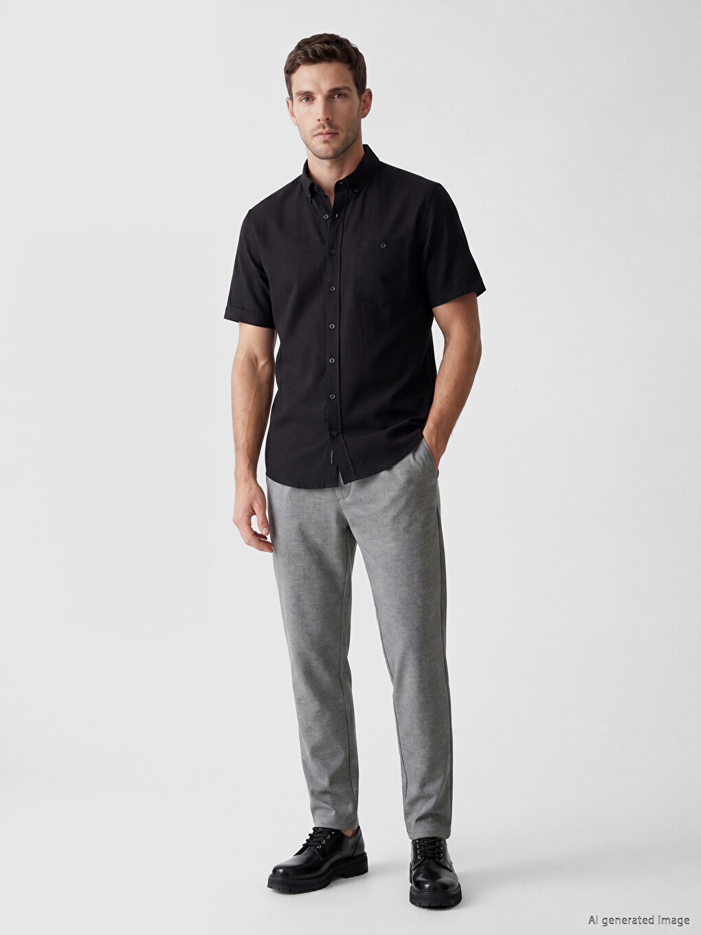 Regular Fit Dobby Men's Shirt-1