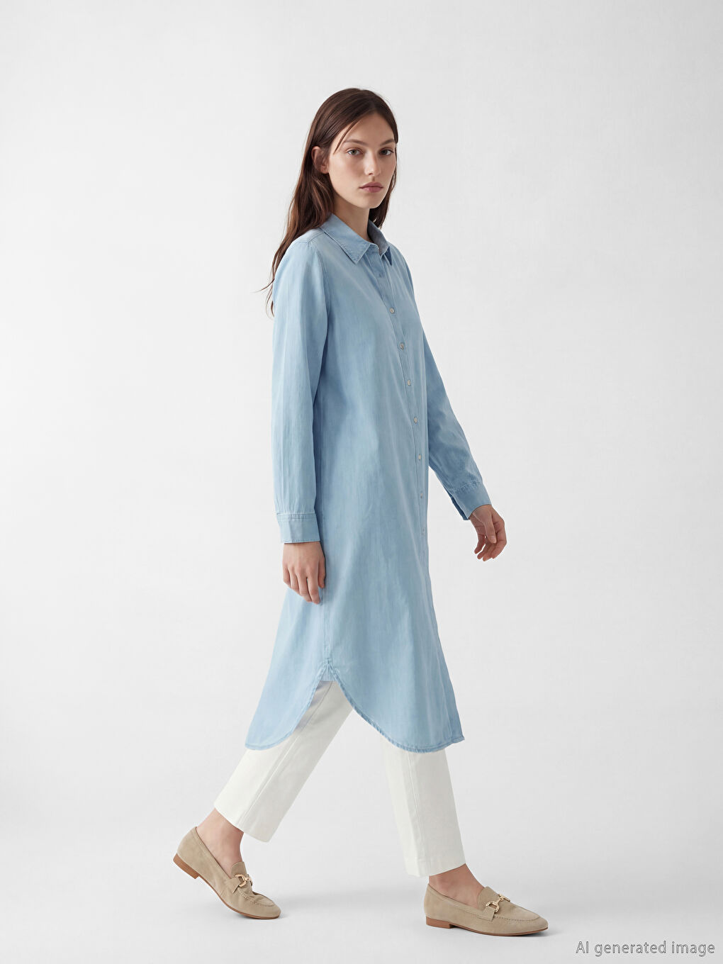 The Shirt Collar Women's Jean Tunic