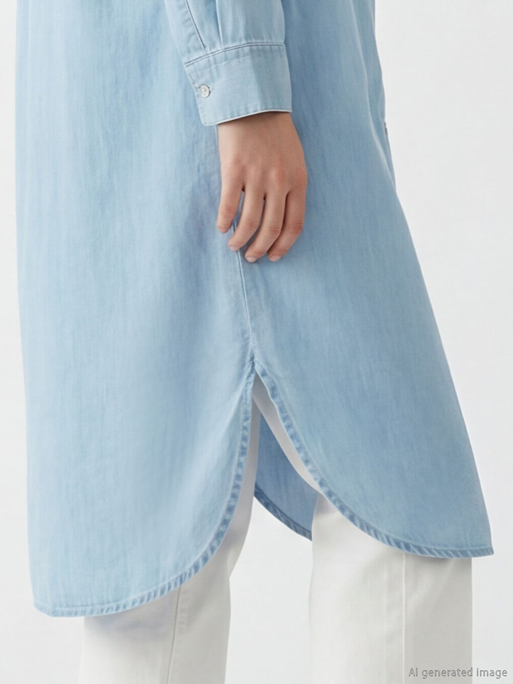 The Shirt Collar Women's Jean Tunic-2