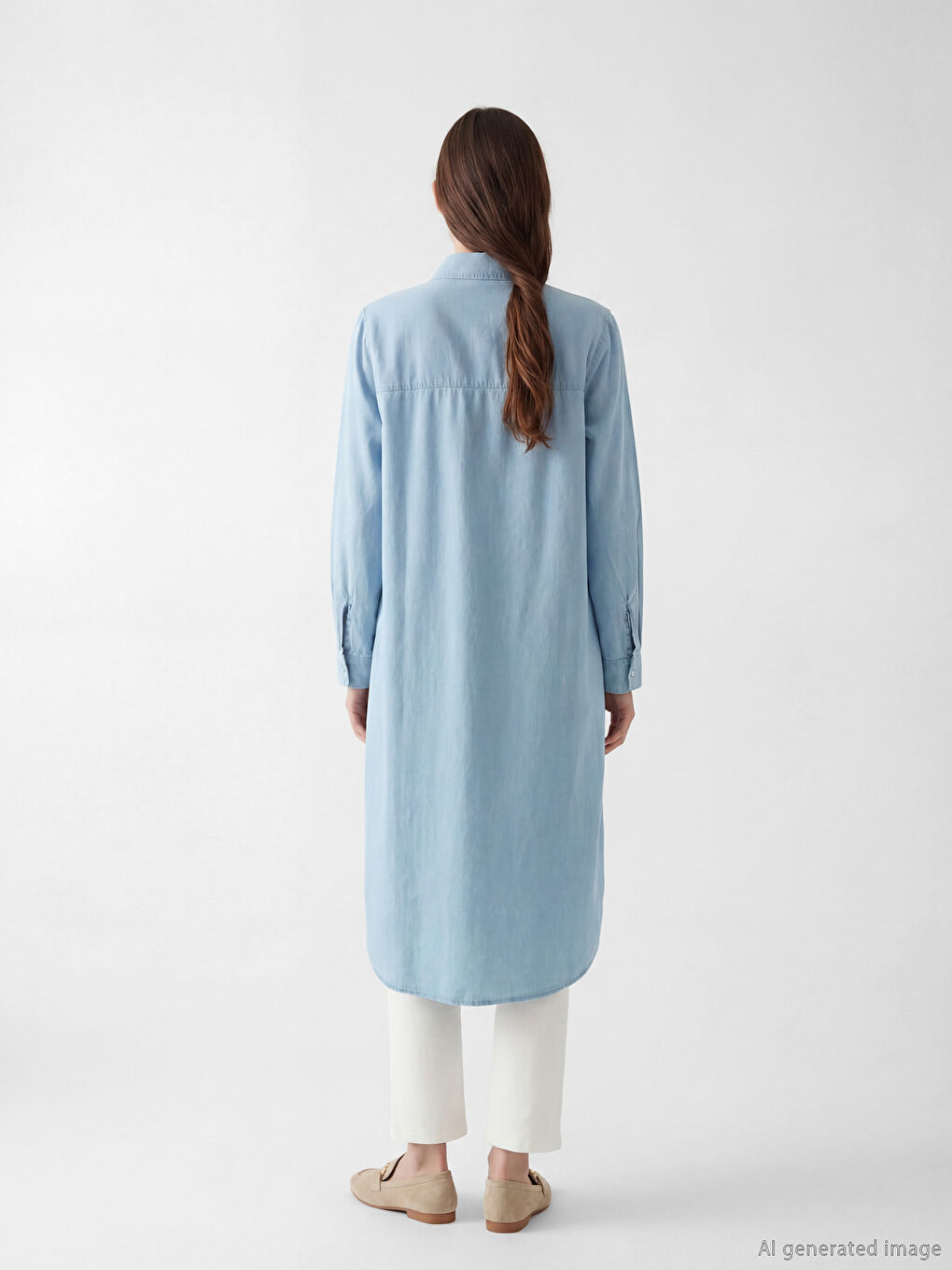 The Shirt Collar Women's Jean Tunic-3