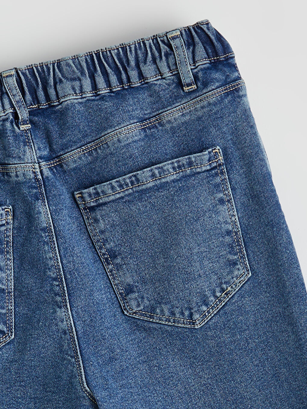 İndigo Beli Lastikli Straight Fit Kadın Jean Pantolon-6