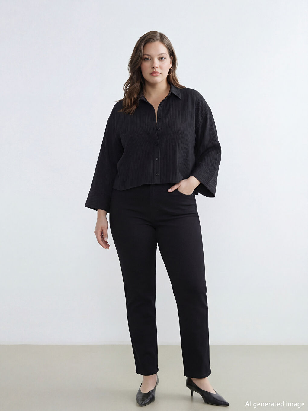 Siyah Slim Mom Kadın Jean Pantolon-1