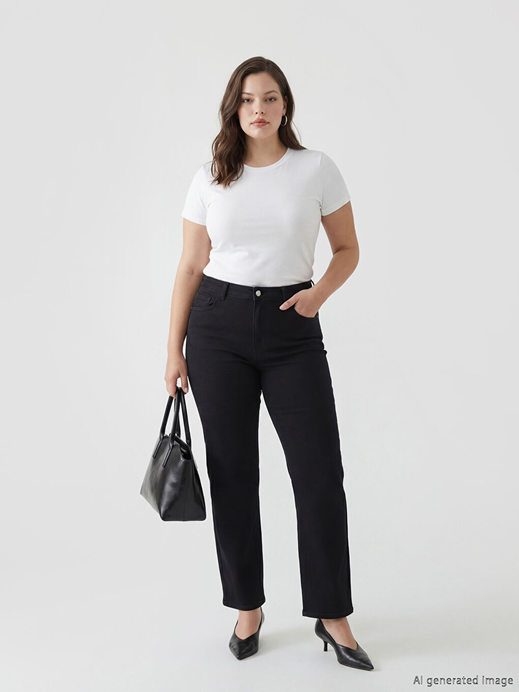 Женские джинсы с высокой посадкой и широкими брюками-1