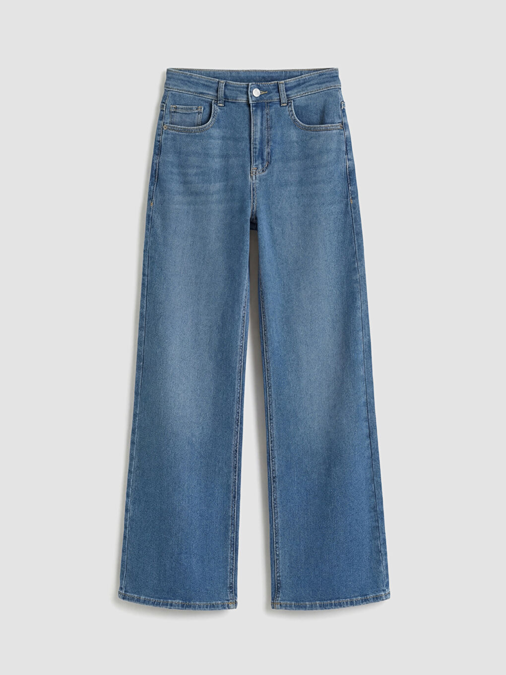 İndigo Yüksek Bel Wideleg Kadın Jean Pantolon-4