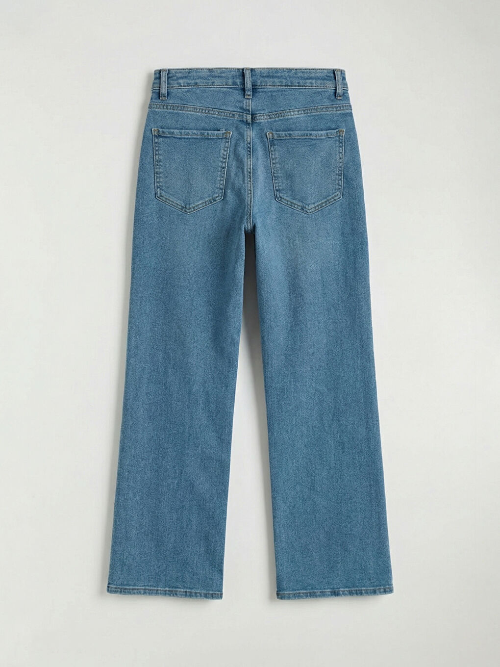 Mavi Yüksek Bel Wideleg Kadın Jean Pantolon-5