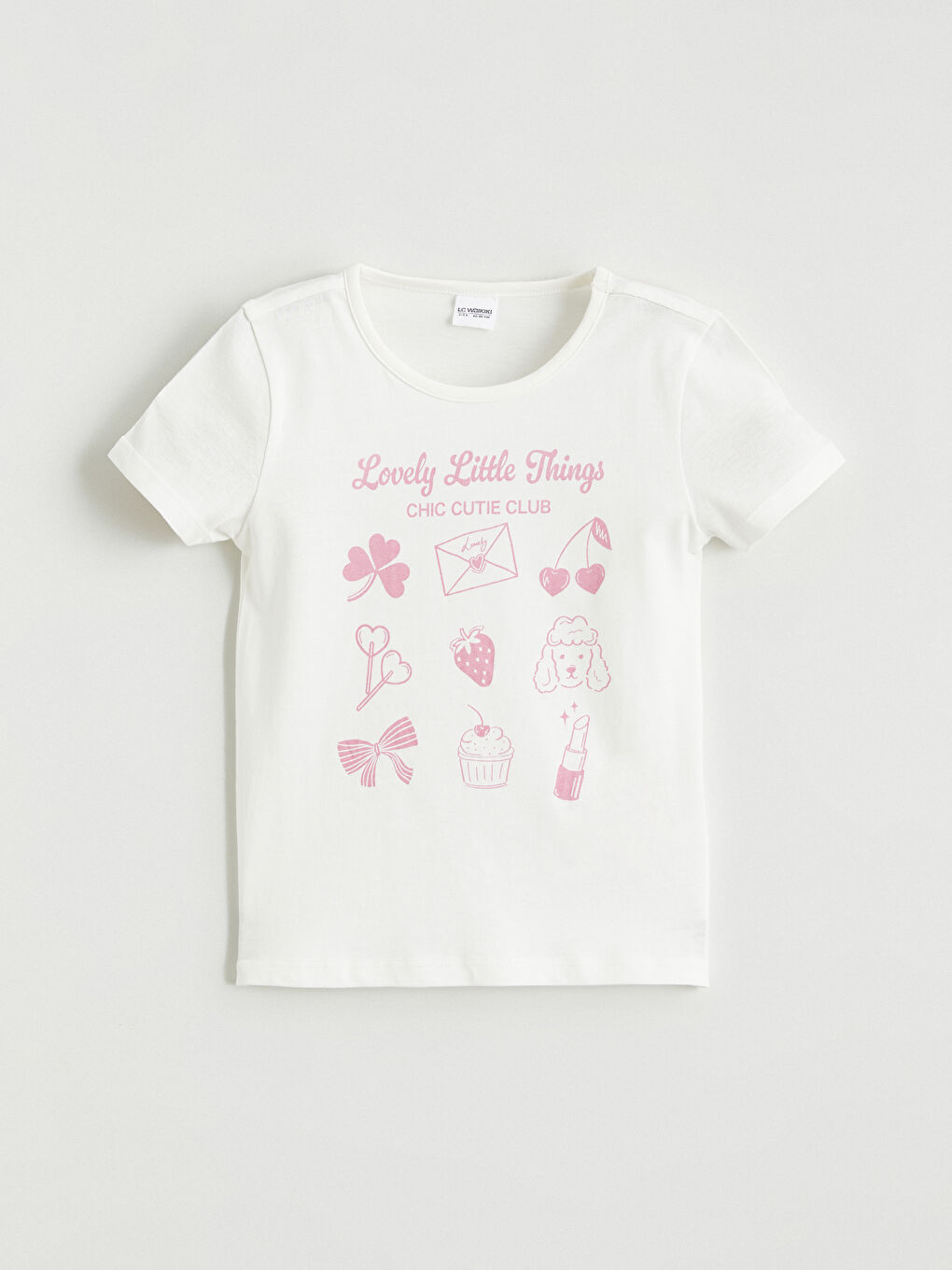 Ekru Baskılı Kız Çocuk Şortlu Pijama Takımı-1