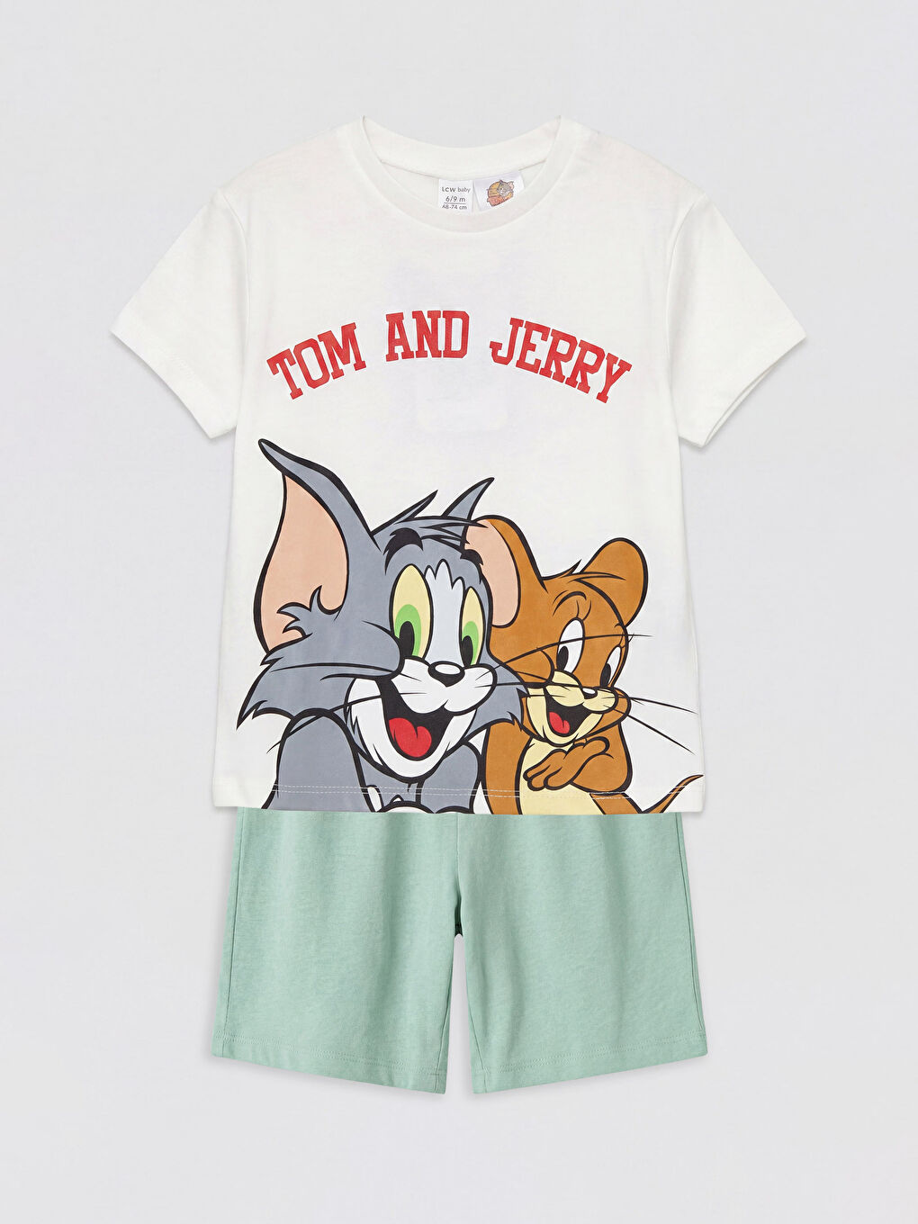 Ekru Tom ve Jerry Baskılı Erkek Bebek Takım