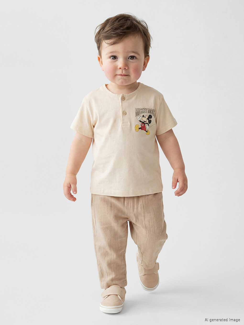 Mickey Mouse Printed Baby Boys' T-shirt And Trousers-1