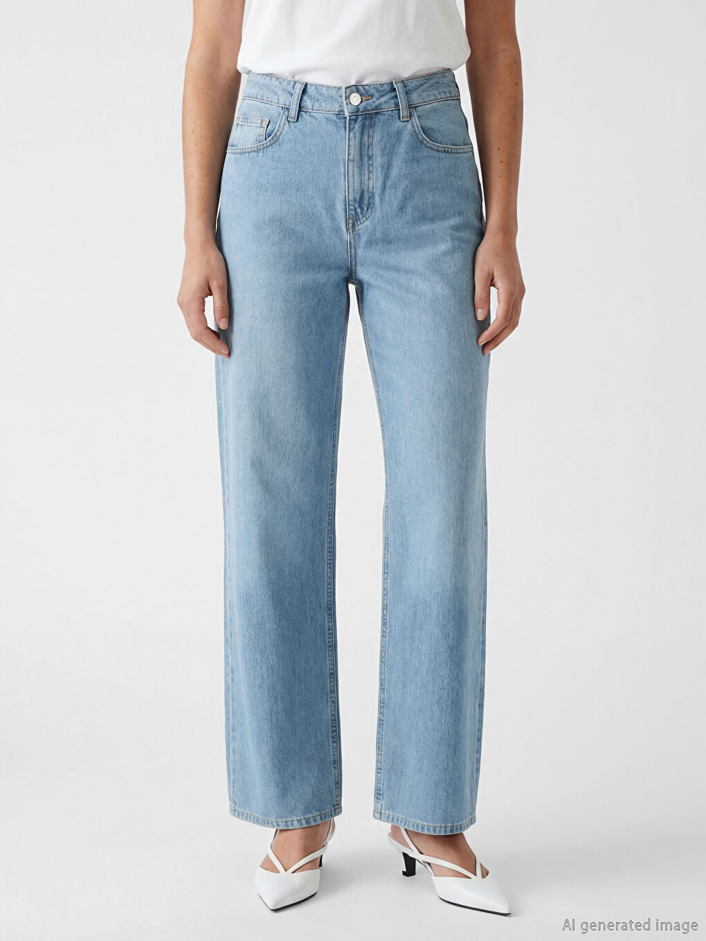 İndigo Yüksek Bel Straight Fit Kadın Jean Pantolon-1