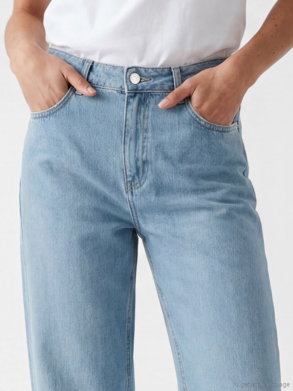 İndigo Yüksek Bel Straight Fit Kadın Jean Pantolon-2