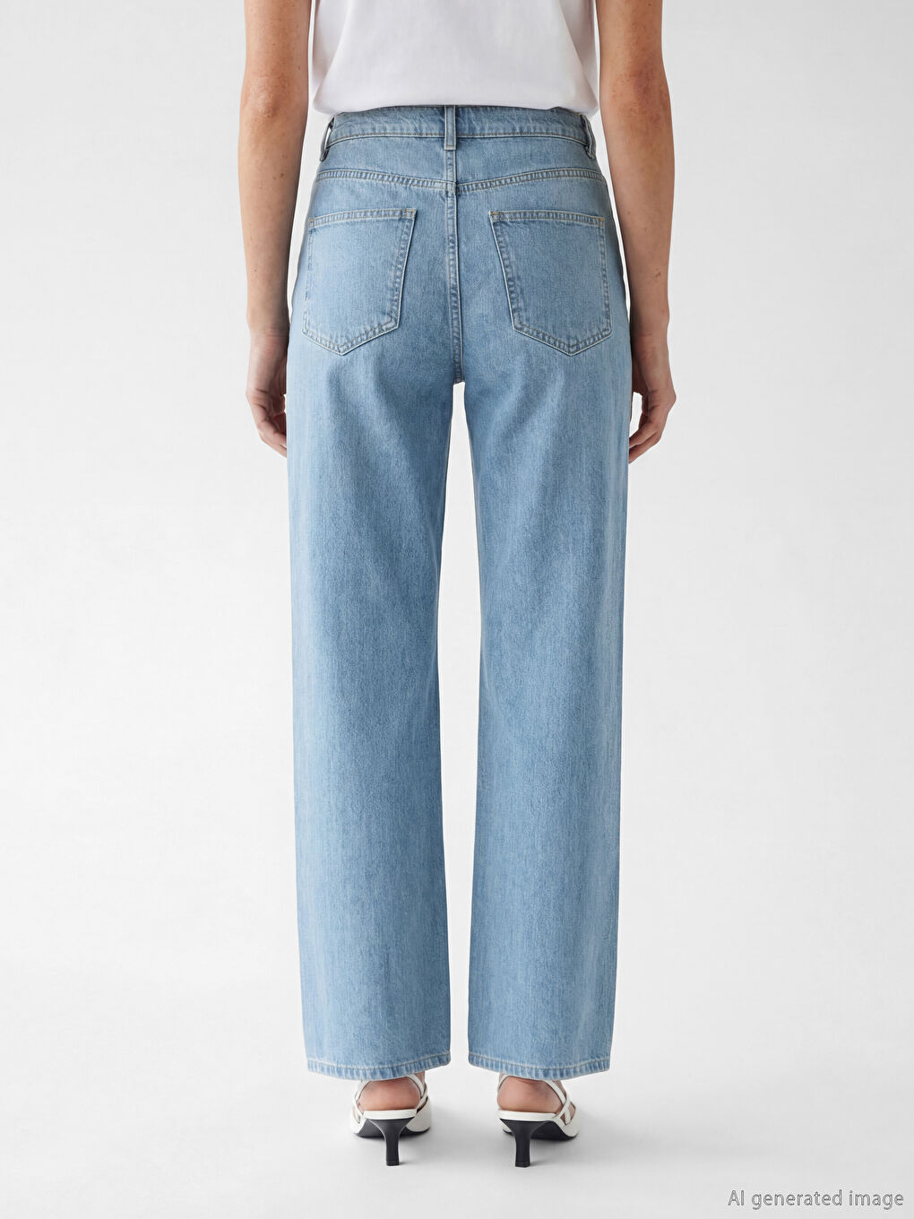 İndigo Yüksek Bel Straight Fit Kadın Jean Pantolon-3
