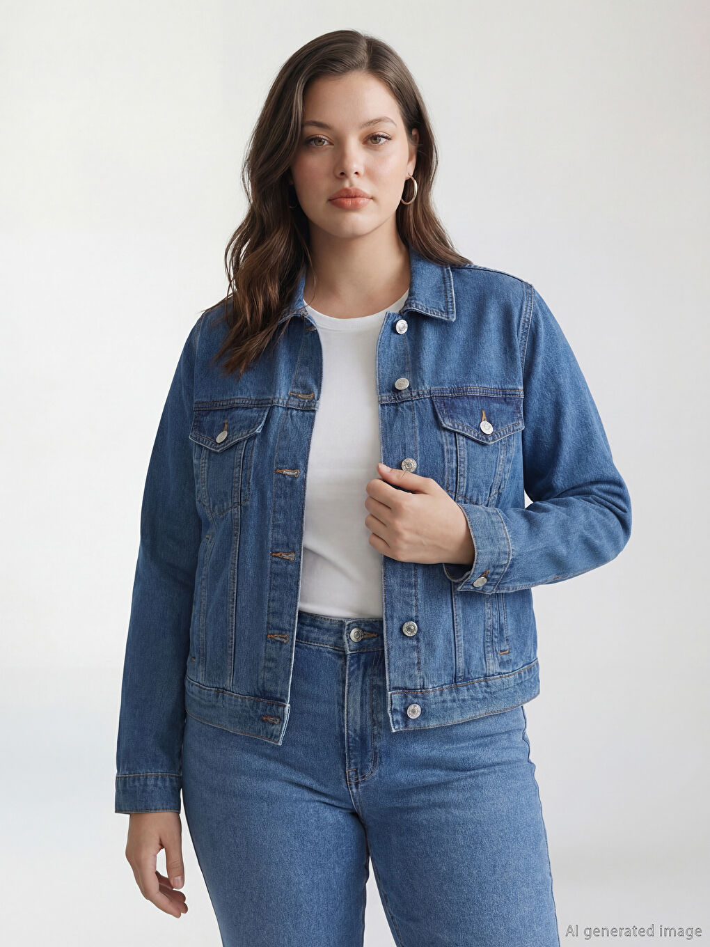 İndigo Gömlek Yaka Kadın Jean Ceket-1