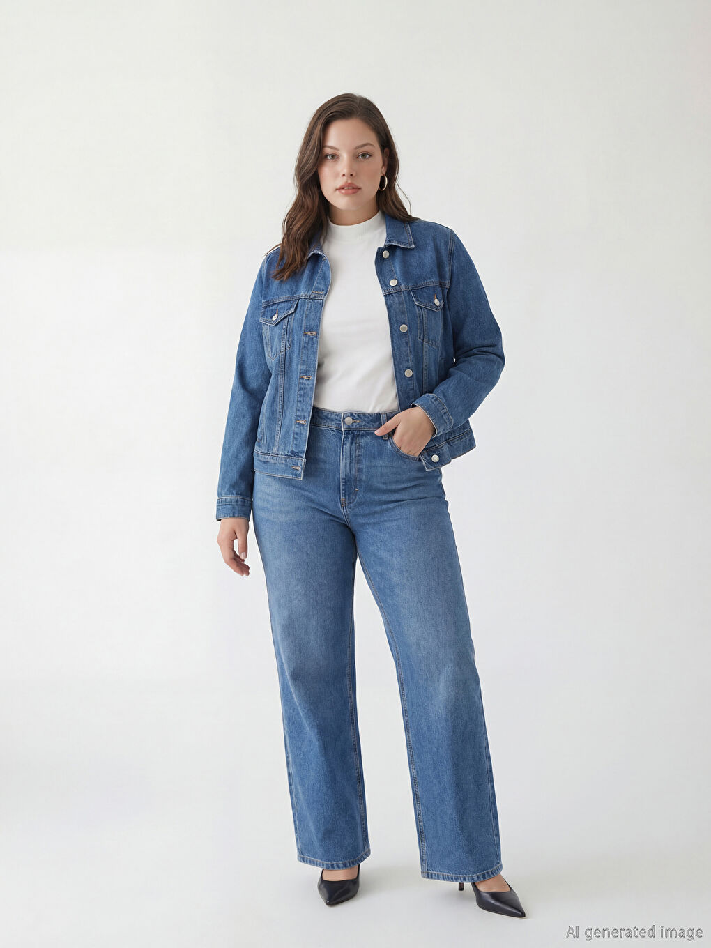 İndigo Gömlek Yaka Kadın Jean Ceket-5