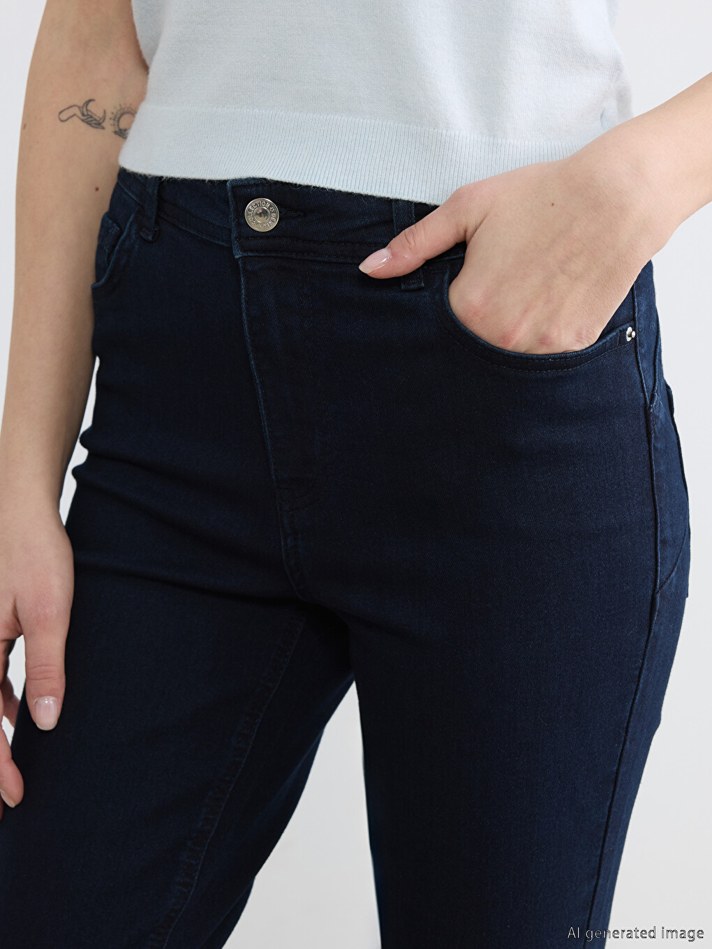 Siyah Slim Fit Kadın Jean Pantolon-4