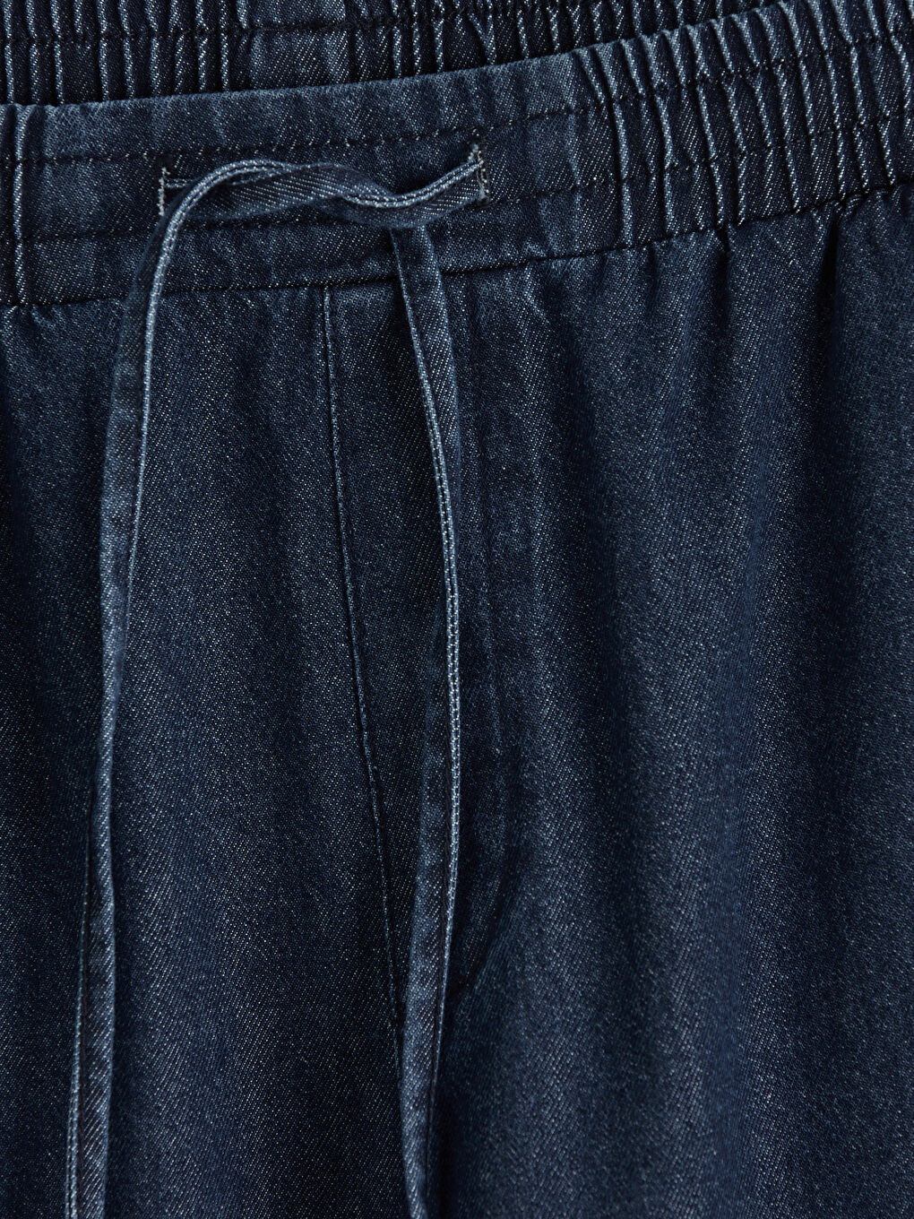 İndigo Beli Lastikli Carrot Fit Kadın Jean Pantolon-5