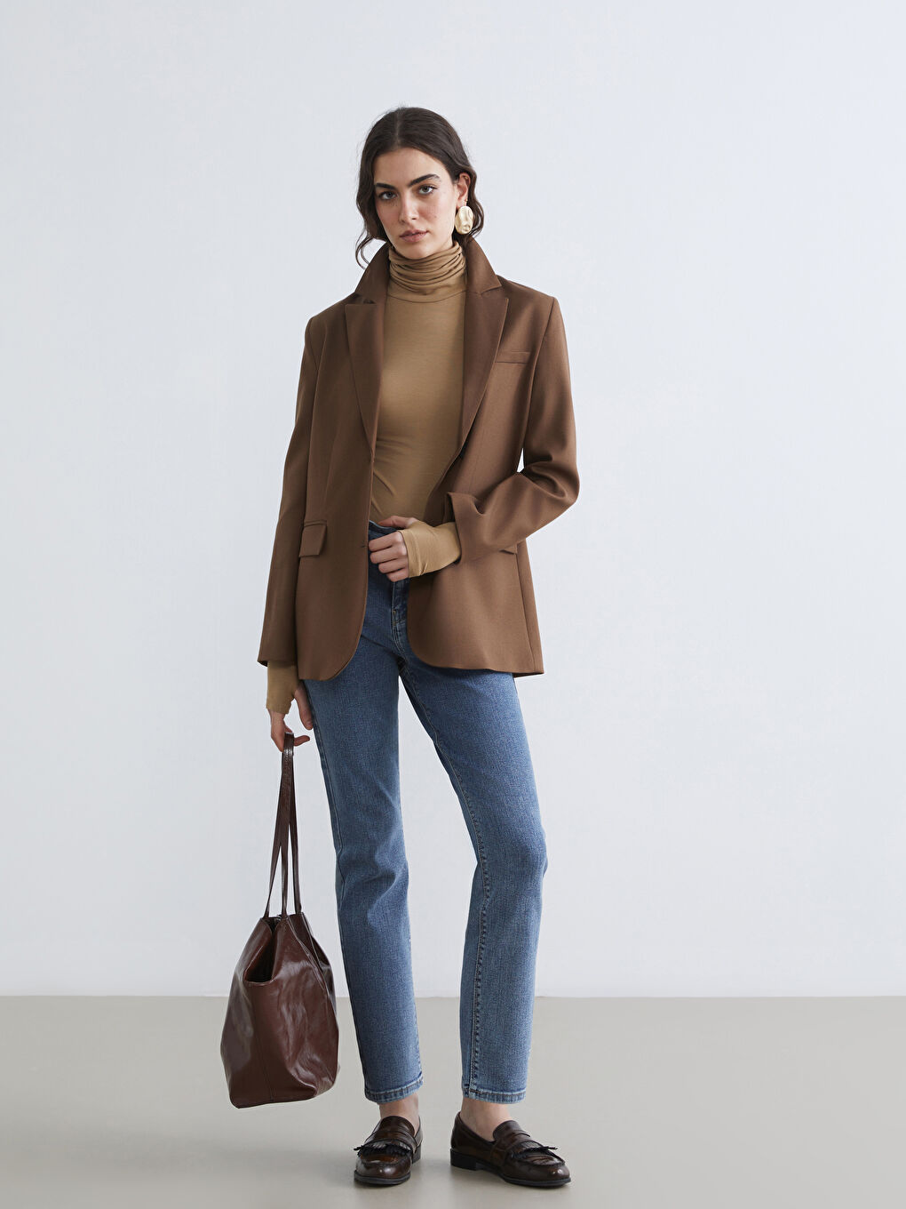 İndigo Yüksek Bel Slim Fit Kadın Jean Pantolon