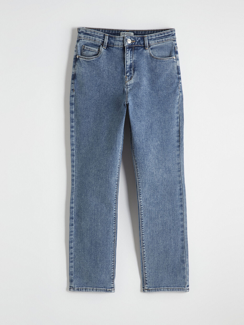 İndigo Yüksek Bel Slim Fit Kadın Jean Pantolon-4