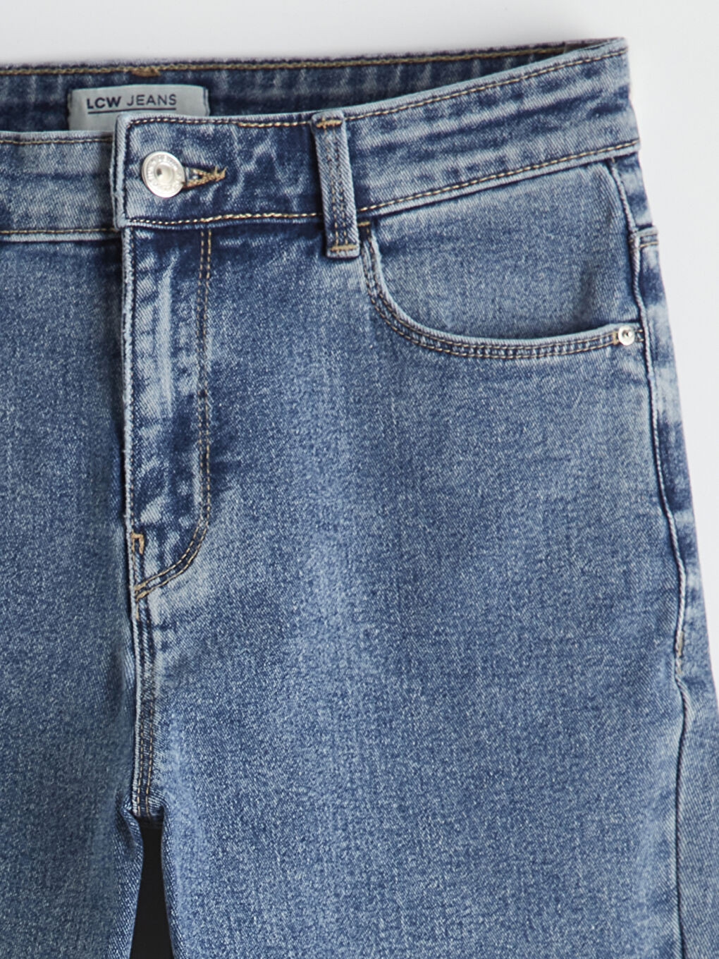 İndigo Yüksek Bel Slim Fit Kadın Jean Pantolon-6